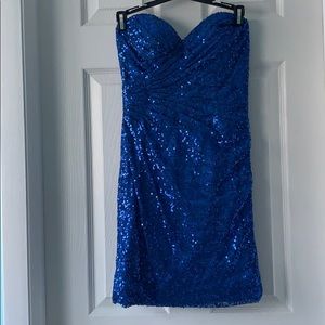 Royal blue sequin mini dress